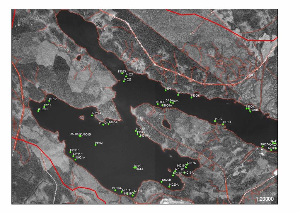 Figure 4. Orhotographic map of west side of the lake.