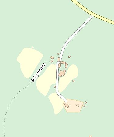 Figur 1. Ersk-Matsgården samt arrendatorsgården Ny-Ersk-Mats. Sommarladugården är markerad med en röd pil.
