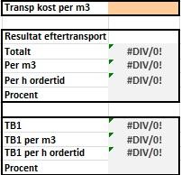Att alla order kalkyleras med utgångspunkt från samma prislistor finns det en genomsnittlig fraktkostnad till kunderna. Dessa går att lägga in i en ruta belägen under TB1.