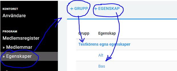 lägga till kolumner, nedan ett exempel: Om man vill visa körens egna unika egenskaper (t.ex. Alt, Festkommitté ) kan man med Ny kolumn lägga till ny kolumn för varje önskad egenskap.