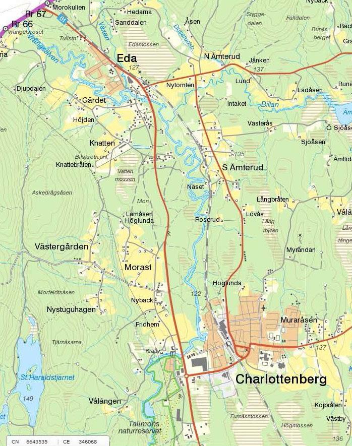 Inom planområdet är marken flack med relativt plana ytor i anslutning till parkeringsplatser och byggnadernas entréer. Eda Supermarket är tillgängligt för människor med funktionsnedsättning.