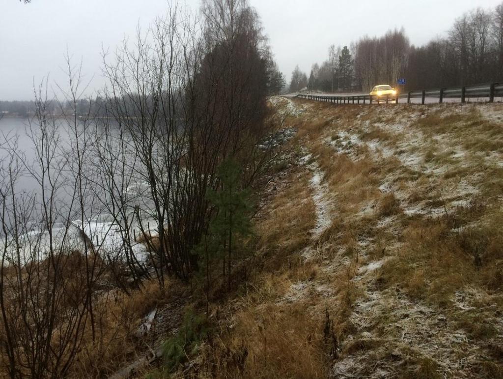Vid km 7/830-7/920 kommer totalt ca 90 m av vägslänten mot älven att erosionsskyddas (ca