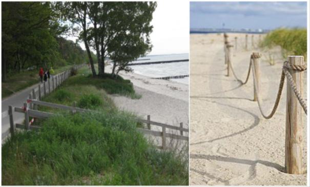 Bilaga 1 - Åtgärder för att förebygga erosion Klitterskyddsstaket Klitterskyddsstaket används för att hindra strandbesökare från att gå eller hoppa i de känsliga klitterna.