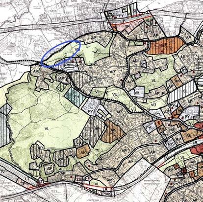 Planeringsområdets placering har markerats med blå färg. Utdrag ur Markdispositionsplanen för Grankulla 2040. Planeringsområdets placering har markerats med blå färg.