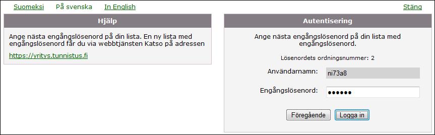 Ange engångslösenordet och välj Fortsätt.