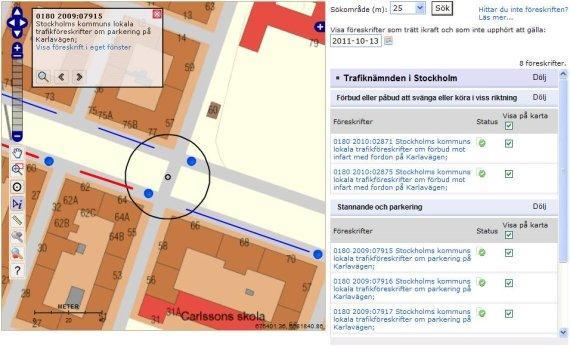 6(6) 8. Välj informationsverktyget och klicka därefter på en föreskrift i kartan för att se mer information om den.