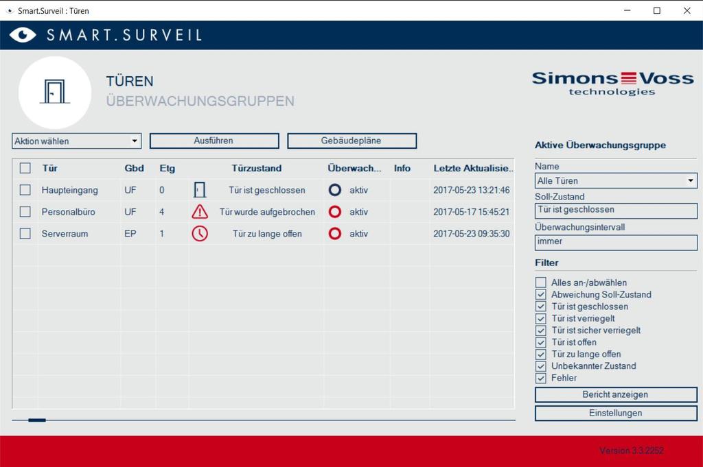 8 4.0 SMART.SURVEIL 4.1. BESKRIVNING Funktioner: Smart.Surveil är ett fristående programverktyg för övervakning av dörrstatusar.