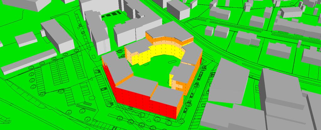 Elevation 2 < <= 2 Elev ation <= < Elev ation <= < Situation - Prognos år 2030 ed ny DP och utan Varbergstunneln Dygnsekvivalenta ljudnivåer vid fasader