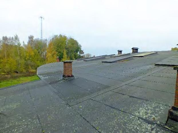 Detaljer av lokstallarnas tak. Vid Regionmuseets besiktning konstaterades att taket som helhet är i gott skick. Det har lagats partiellt över tid.
