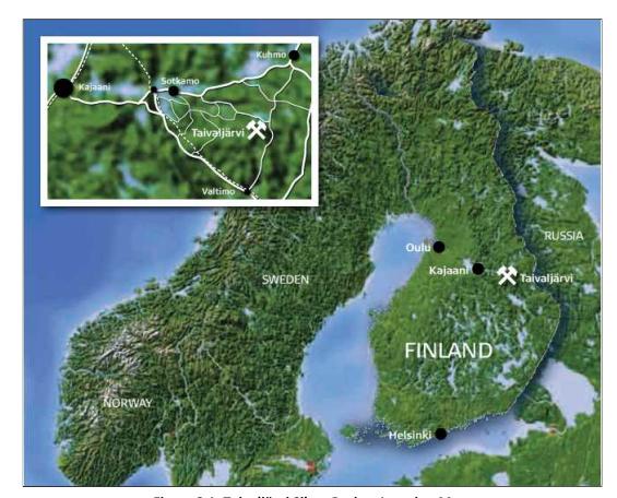 Gruvans läge Ø Sotkamo kommun Ø 475 km från Helsingfors.