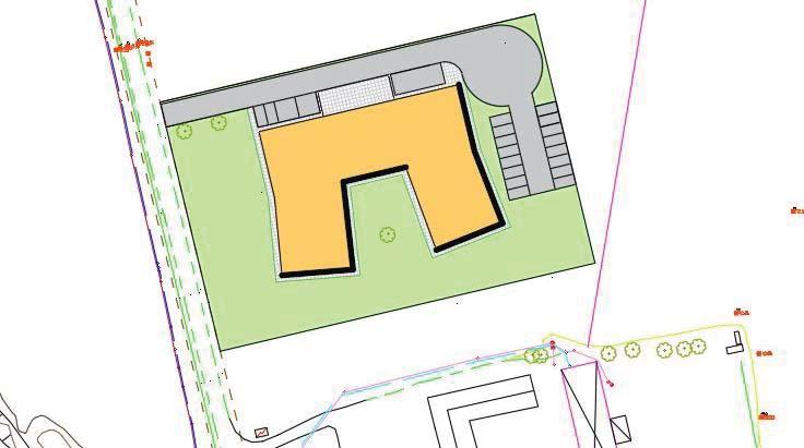 PLANBESKRIVNING ANTAGANDEHANDLING 14 (17) 2018-04-11 Teknisk försörjning Vatten- och spillvattenledning Transformatorstation Illustration av möjlig utformning inom planområdet med en redovisning av