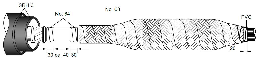 A: 3-3 16a) Material från påse 4 12FB Tryck försiktigt samman de tre faserna Se till att det finns 100 mm öppet område bly och linda sedan