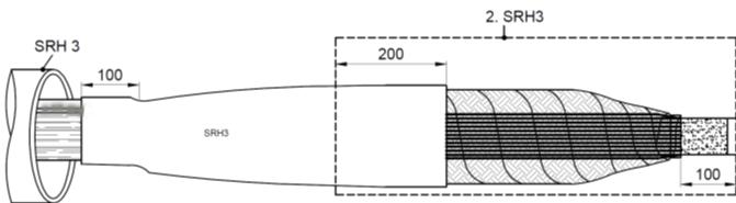 A: 3-3 19a) Rengör kabelmantlarna Placera den första krympslangen SRH3 med 100 mm överlapp på papperskabelns