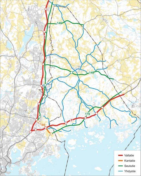 BILAGA 21 TRAFIKSYSTEM FÖR GENERALPLAN FÖR SIBBO 2025 Trafiksystemets nuläge Nuvarande väg- och gatunät Grunden i Sibbo stamvägnät utgörs av Borgå motorväg (riksväg 7), den regionala vägförbindelsen