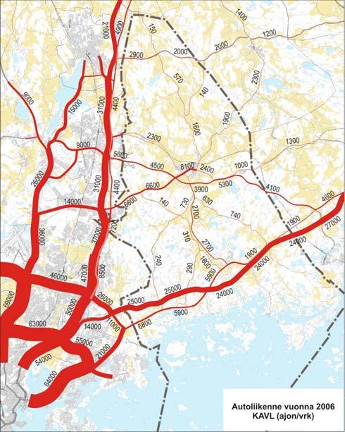förbindelseväg (Jokivarsivägen - Nickbyvägen), landsväg 1494 Nickby- Mäntsälä, förbindelseväg (Borgnäsvägen) samt landsväg 11689 Söderkulla - Nickby, förbindelseväg (Brobölevägen, i kommunens södra