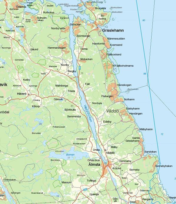 Ortalaviken och Storfjärden Ortalaviken har en areal av 5,2 km2 och sträcker sig i nord-sydlig riktning från Singöfjärden i norr till Älmsta i söder.