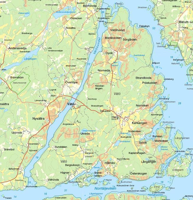 Vätösundet Vätösundet omfattar 2,4 km2 och sträcker sig i nord-sydlig riktning från Björköfjärden i norr till Norrtäljeviken i söder.