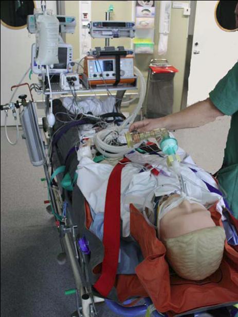 Bild 8 Patient kopplas nu över i Oxylog, anestesiolog gör en sista kontroll av