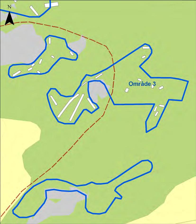 Lödöse museum 2011:41 Figur 9. Karta över område 3 inom Marstrand 110. Skala 1:1000. Område 3 Område 3 är den mest innehållsrika och troligen den mest intressanta av de förundersökta platserna.