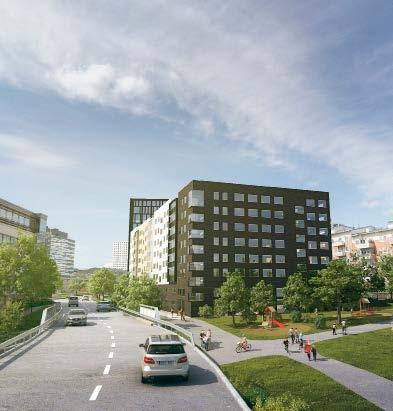 Den nya kvartersbebyggelsen längs Kolonnvägen kommer att utgöra skärmbebyggelse åt de befintliga bostadshusen och ge de boende längs såväl den nedre Ballonggatan som mellangatan en tystare