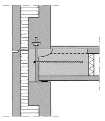 Figur 34 Koppling mellan bärande vägg och HDF-bjälklag med sämre utformning än den för referensbyggnaden (Betong Elementforeningen, 2018).