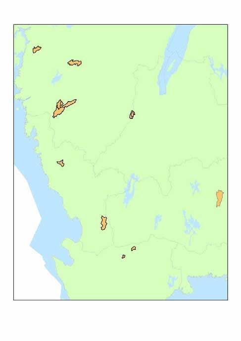 Områden som kalkats Totalt kalkades drygt 4 500 hektar inom projektet (Figur 1). Kalken spreds av helikopterföretaget Airlift AB 1, genom SMA Svenska Mineral AB 2.
