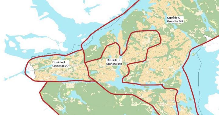 3 PARKERING Figur 3-1 Kartan redovisar kommunens områden för grundtal av parkeringstal, källa Nacka kommun. Nacka kommun har tagit fram ett kalkylblad för att räkna ut parkeringsbehovet.