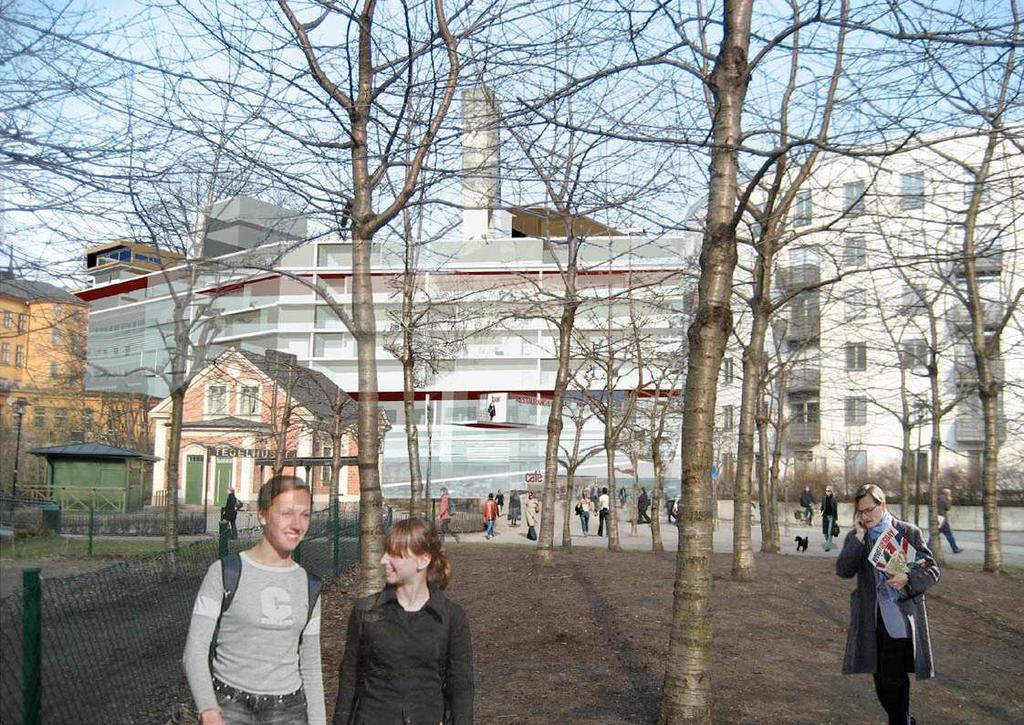 13 (13) Vy från Fatbursparken mot kvarteret Göta Ark.