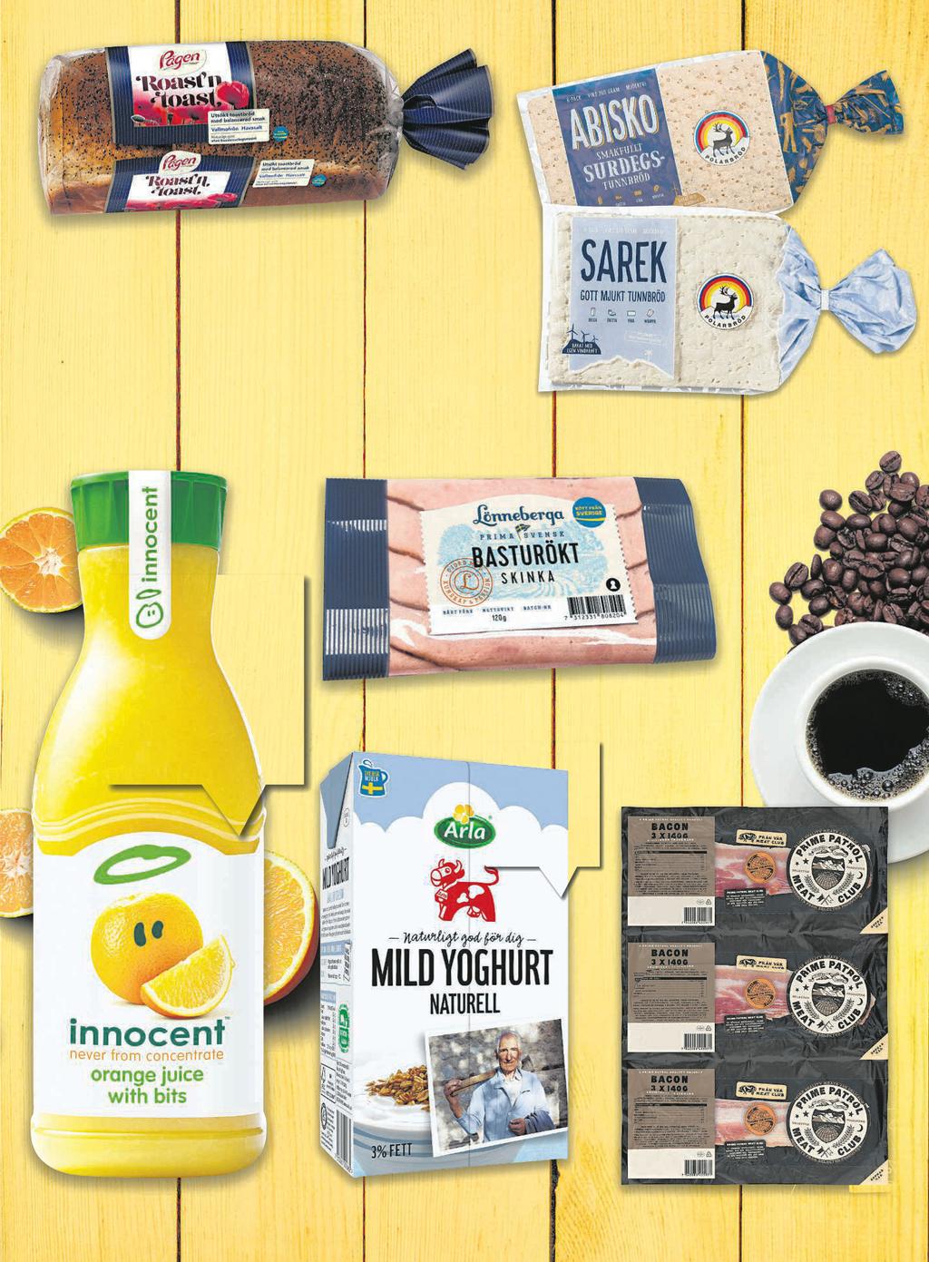 19 16 SPARA 4:60! ROAST N TOAST PÅGEN 8g Jämförpris 24:88 kr/kg En bra start på dagen! ABISKO, SAREK 8P POLARBRÖD 360-375g Jämförpris 45:07-46:94 kr/kg Plus 19 SPARA 3:60! 19 SMÖRGÅSPÅLÄGG SPARA 5:60!