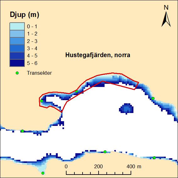 AquaBiota Report 2015:12 Figur 35. Karta över området norra Hustegafjärden.
