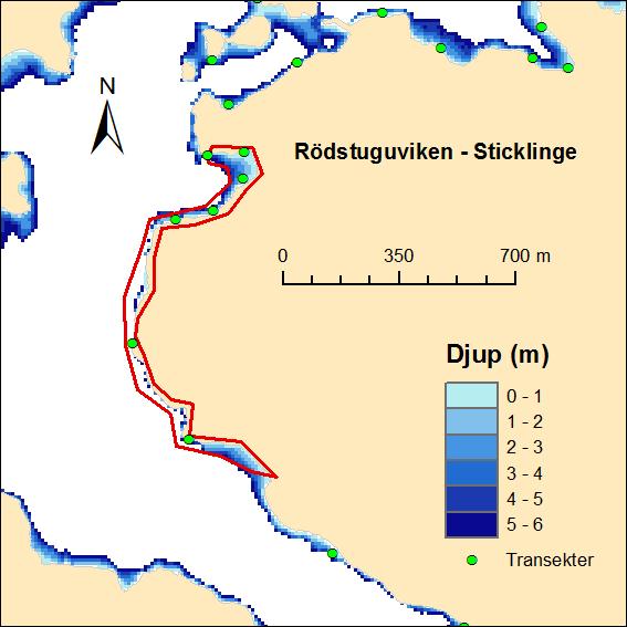 Marin naturvärdesbedömning av Lidingös kustvatten Figur 51. Karta över Rödstuguviken Sticklinge.