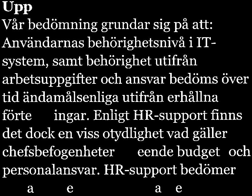 Användrns behörighetsnivå i ITsystem är ändmålsenlig utifrån nsvr och befogenheter.