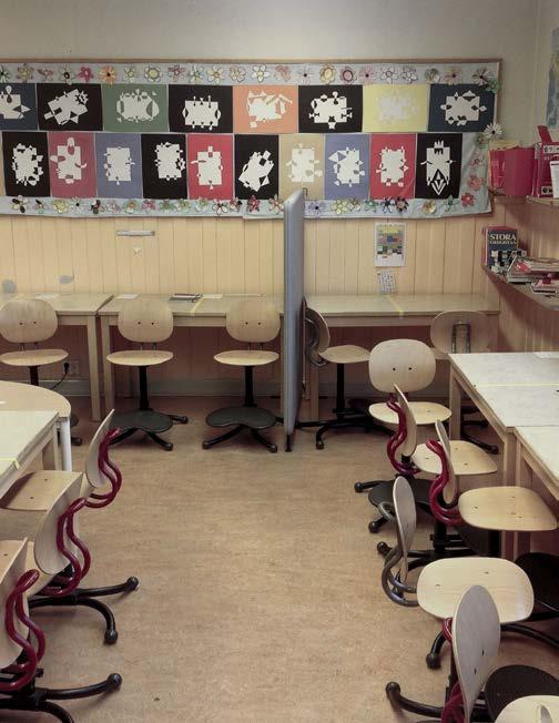 Klassrum I klassrummen tillsammans med hemområdets närliggande rum för pedagogiskt arbete sker en stor del av elevernas utbildning och lärande.