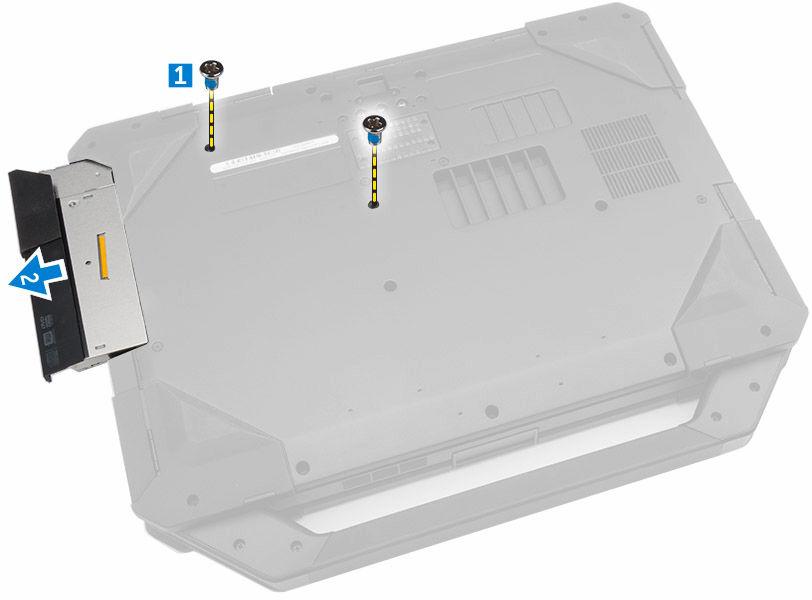 Följ anvisningarna i Innan du arbetar inuti datorn. 2. Ta bort: a. Batteriet b. Hårddisken 3.