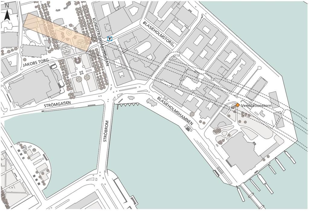 Figur 25. Stationsentréer till anslutning Kungsträdgården för färdig anläggning.