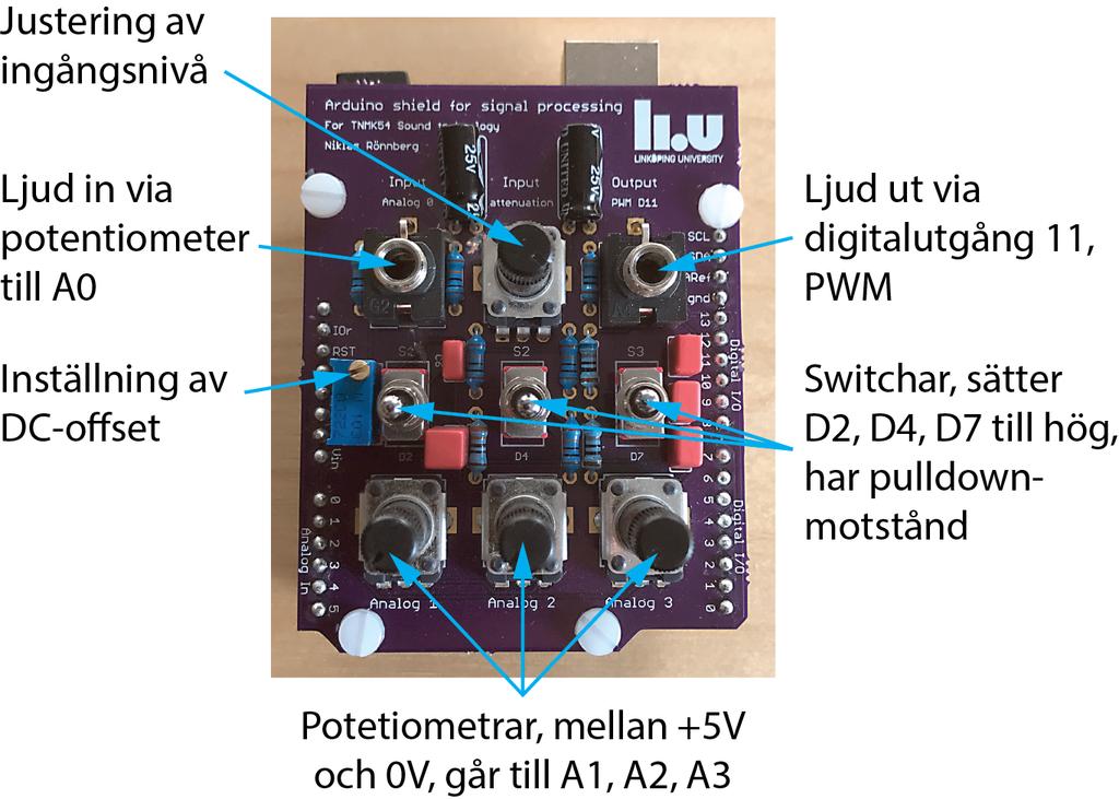 Lab 5 I denna laboration ska ni testa på hårdvarunära programmering och realtidsprocessning av ljud. Till er hjälp har ni ett enkelt shield till Arduino.
