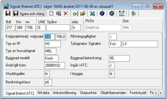 Sida 4 Förändringar av objekttyper, forts Signal (främst ATC) Ny a ribut I brygga. J Ja N Nej Visar om den fysiska signalen är placerad i brygga eller inte.