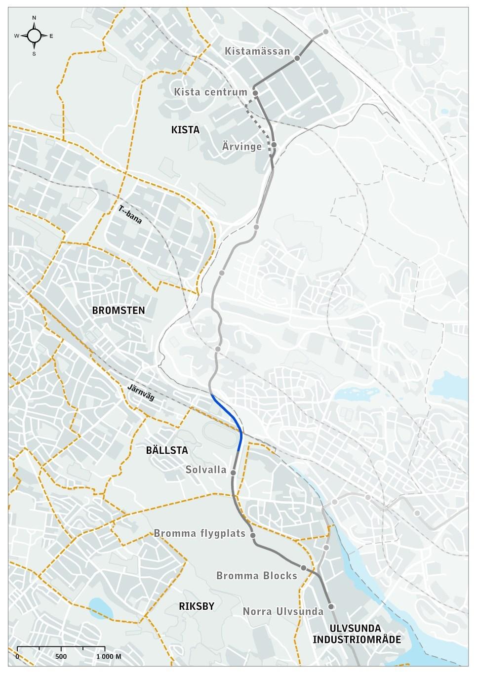 Sida 12 (36) Illustrationen visar stadsdelarna som Kistagrenen passerar. Natur Planområdet går uteslutande genom stadsbebyggelse.