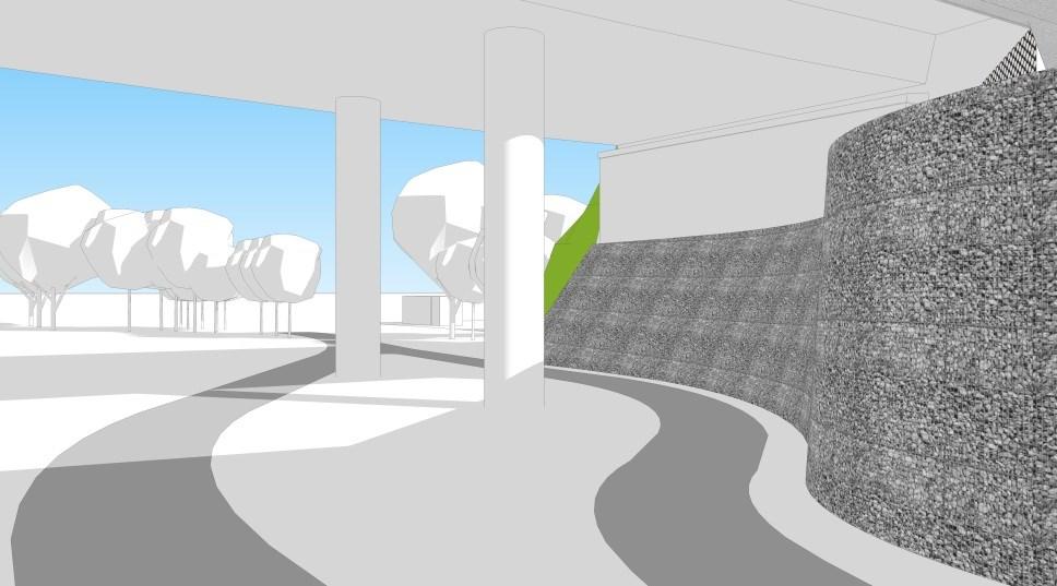 I samband med byggnationen av den nya spårvägsbron föreslås passagen att byggas om för att öka tryggheten och säkerheten för dem som rör sig under broarna.