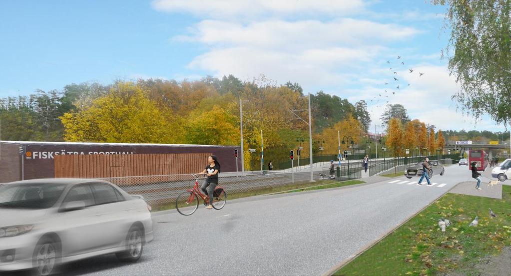 Upprustning av Saltsjöbanan, Fisksätra station 15 (24) I omedelbar anslutning till stationen, mellan sporthallen och spårområdet, föreslås en enplansbyggnad innehållande teknik för tågdriften.