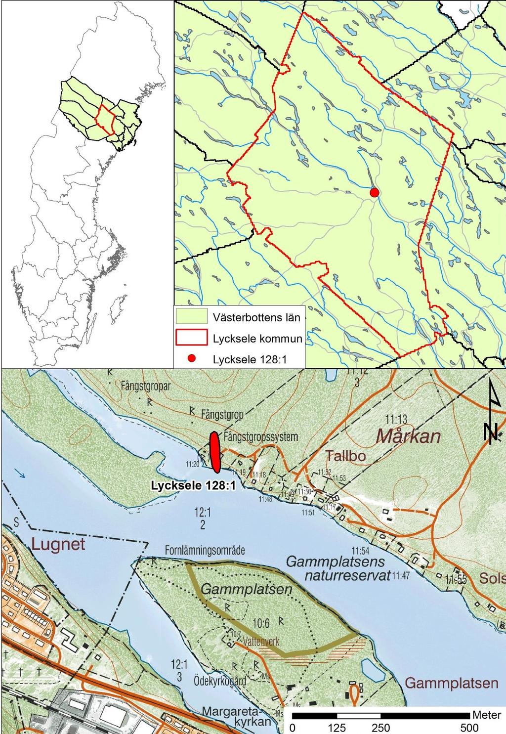 Fig. 1 Översiktskarta med Lycksele kommun (överst)