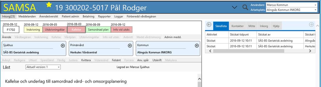 Kvittera * Görs på raden ovanför meddelandet (1)