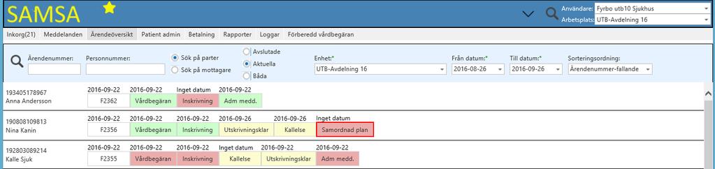 Ärendeöversikten * När det är dags att justera vårdplanen