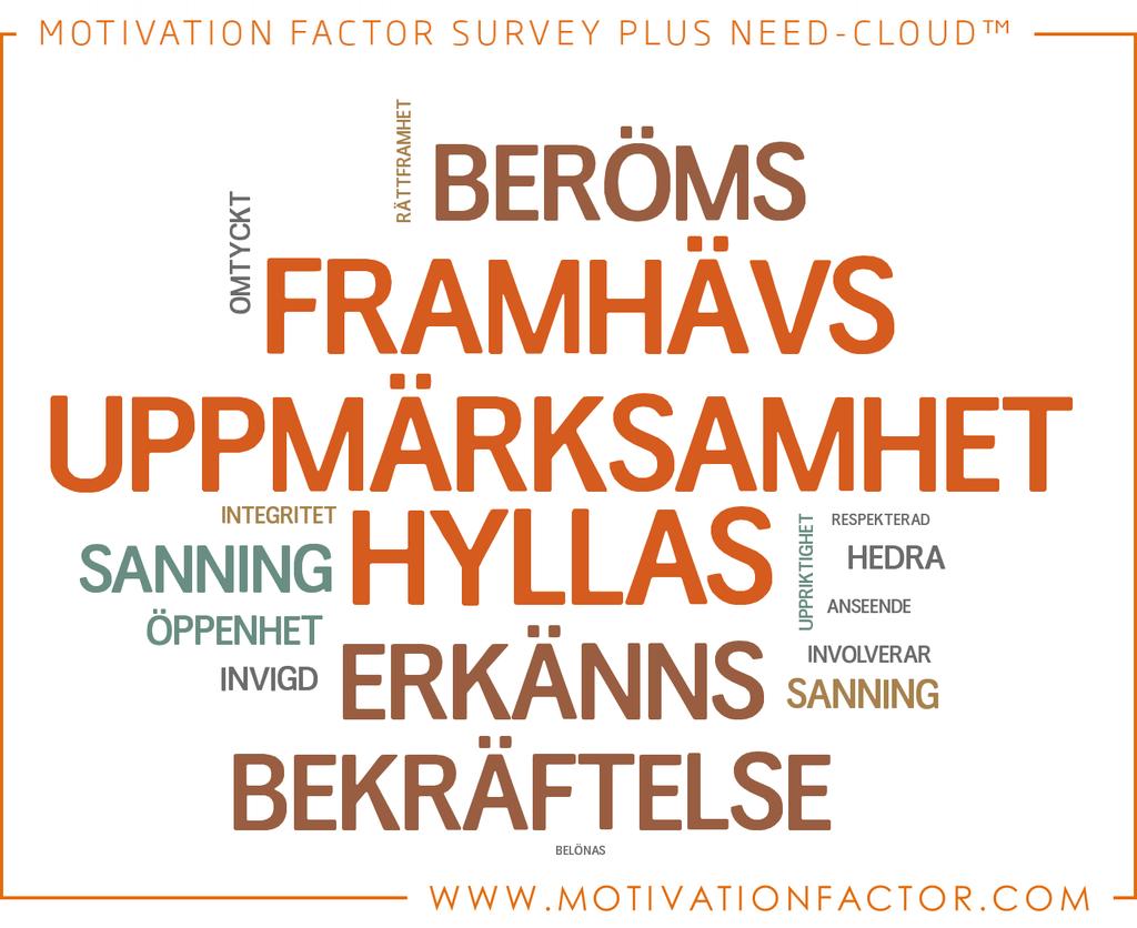 Behov (fortsättning) Need Cloud Teamets Topp-5 Styrkor associeras här med en serie värdeladdade ord, som är grafiskt placerade i bilden nedan.