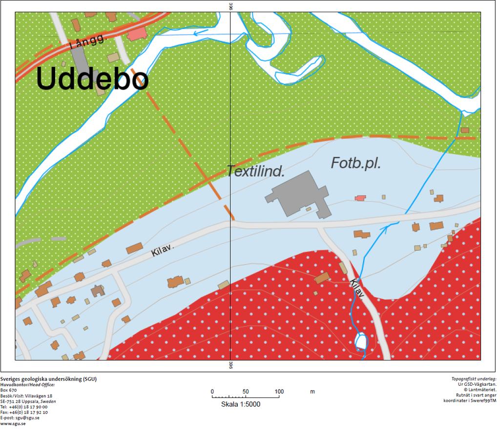 Väveriet i Uddebo Sida 4 av 9 1217-161 Figur 2. Jordartskarta från SGU:s kartarkiv.