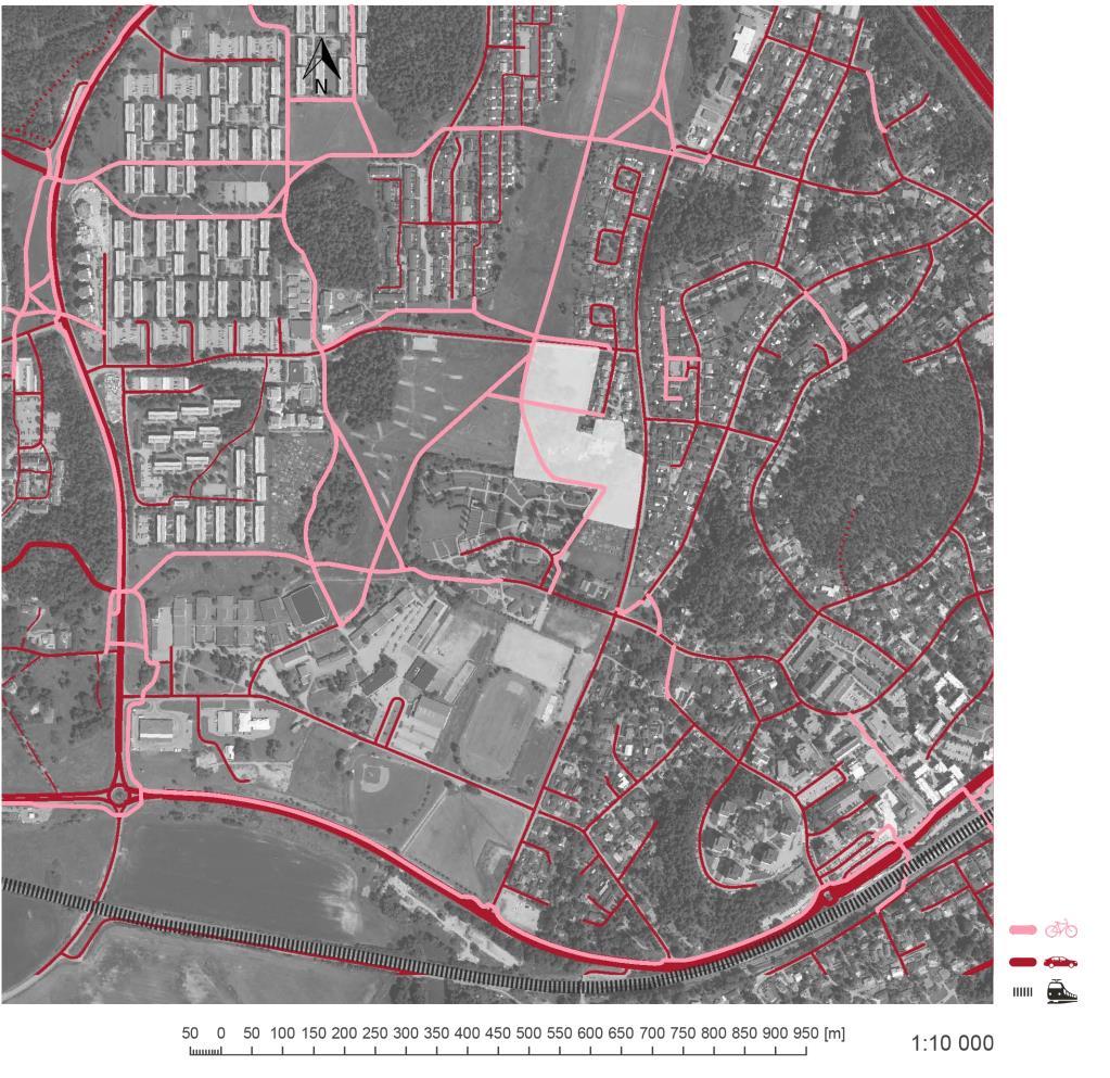 Översiktsplanen beskriver att hållbar stadsutveckling kräver att samhället utformas för ett minskat bilberoende samt att det möjliggör för människor att röra sig mellan bostäder,