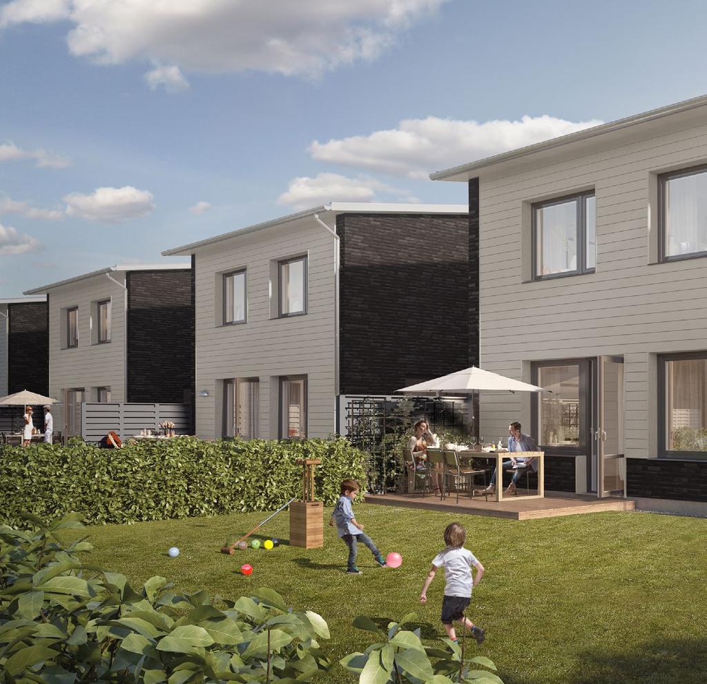 Villa och kedjehus Timjan, 138 kvm Timjan finns som både friliggande villa och kedjehus. Huset har två hela plan och fasad i vackert tegel med partier av träpanel.