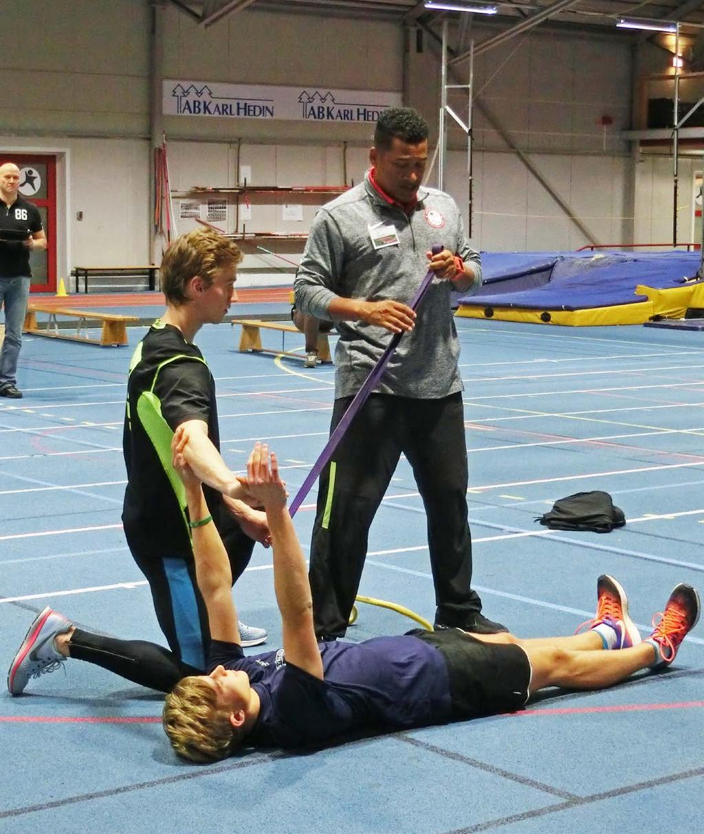 19 Jeremy Fisher, USA, under ett av de praktiska passen vid Horizontal Jumps and Hurdle Symposium i