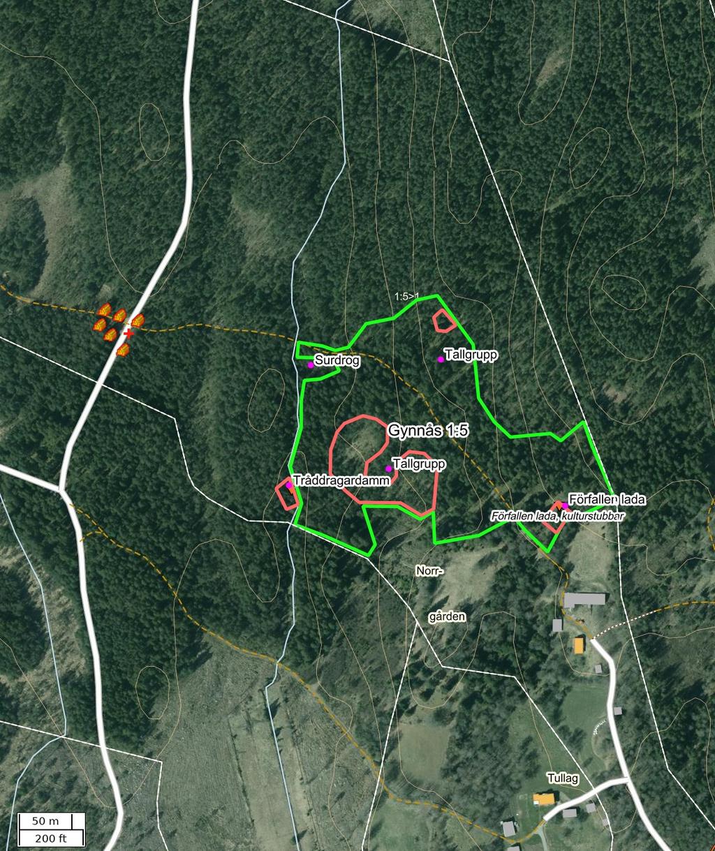Traktdirektiv 18-10-16 21:25 Gynnås 1:5 Hushållningssällskapet Skog Detaljkarta Skala: ~1:3500