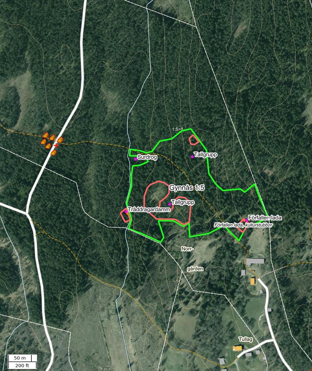 Traktdirektiv 18-10-16 21:25 Gynnås 1:5 Hushållningssällskapet Skog Detaljkarta Skala: ~1:3500